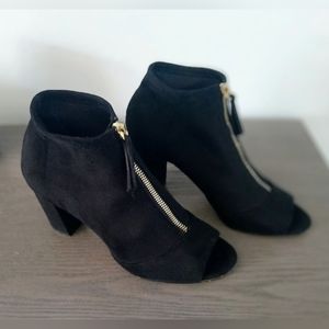 INC International Concepts Open Toe Ankle Boots- Black, 7.5 M